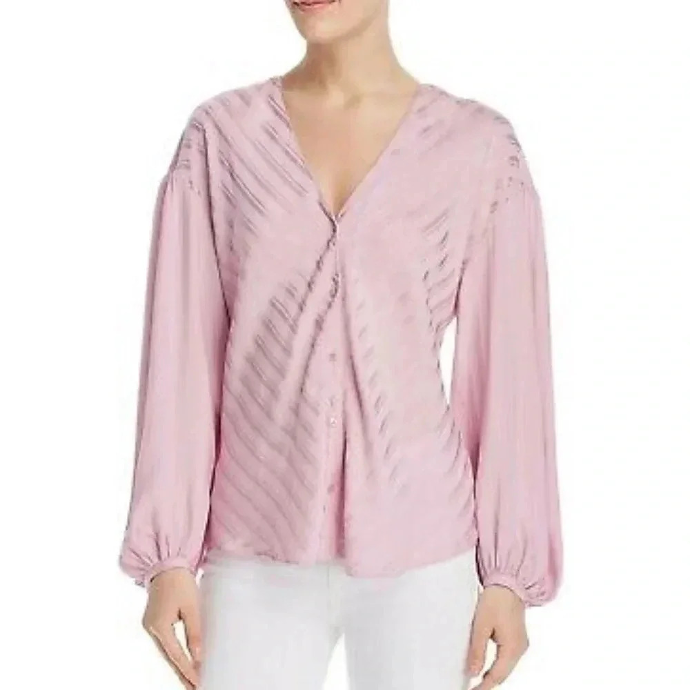 JOIE NWT Satin Stripe Button Front Blouse Size XS - Picture 1 of 7